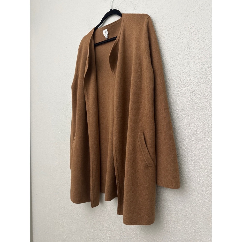 J. Crew Longline Open Front Cardigan Sweater Camel Brown Size Large - Picture 6 of 11